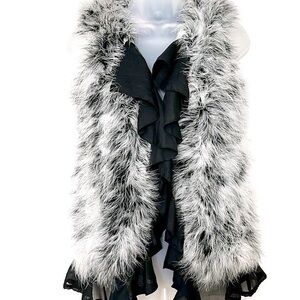 LM LULU Frilly  Ostrich Feathers Statement Vest by Patricia Forgeal size S/M